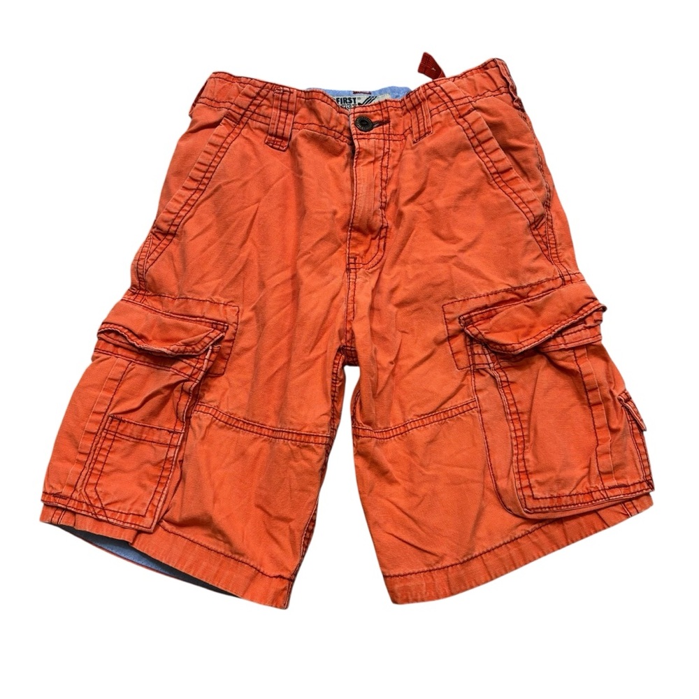 Boys Wearfirst‎ Brand Orange Cargo Shorts Size 10 with Adjustable Waistband